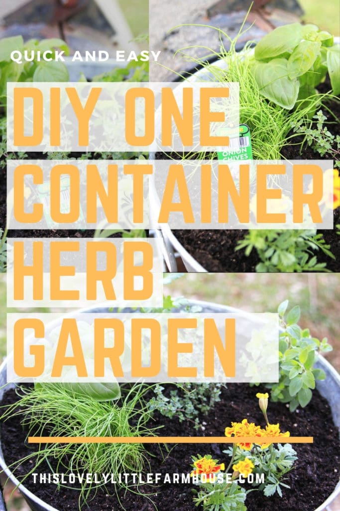 Easy, DIY Container Herb Garden | This Lovely Little Farmhouse #herbgarden #containergarden #greenthumb