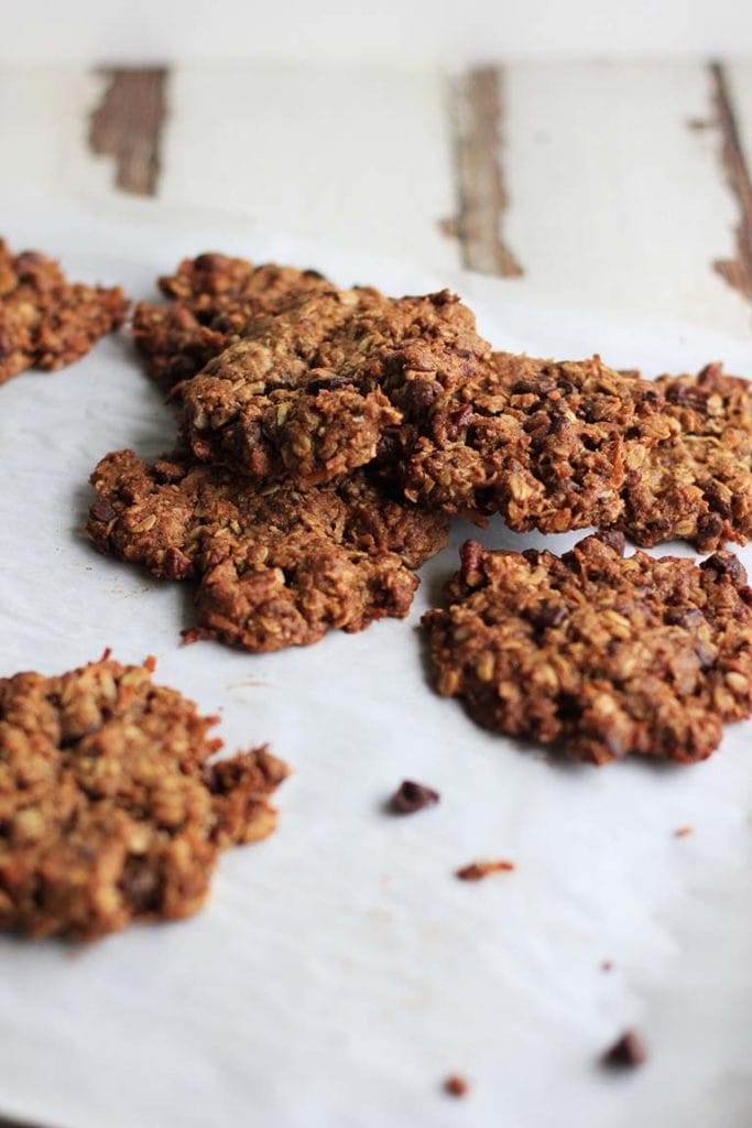 healthy lactation cookies recipe with oatmeal, coconut, and pecans