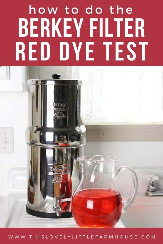 One of the best things about the Berkey water filter is the ability to do the red dye test to make sure your black filter elements are still filtering properly. No wondering if it’s removing all of the bad stuff, you can see it with your own eyes! Learn how to do the Berkey red dye test in this step by step post and video. #cleandrinkingwater #berkeywaterfilter #berkeyreddyetest #bestwaterfilter