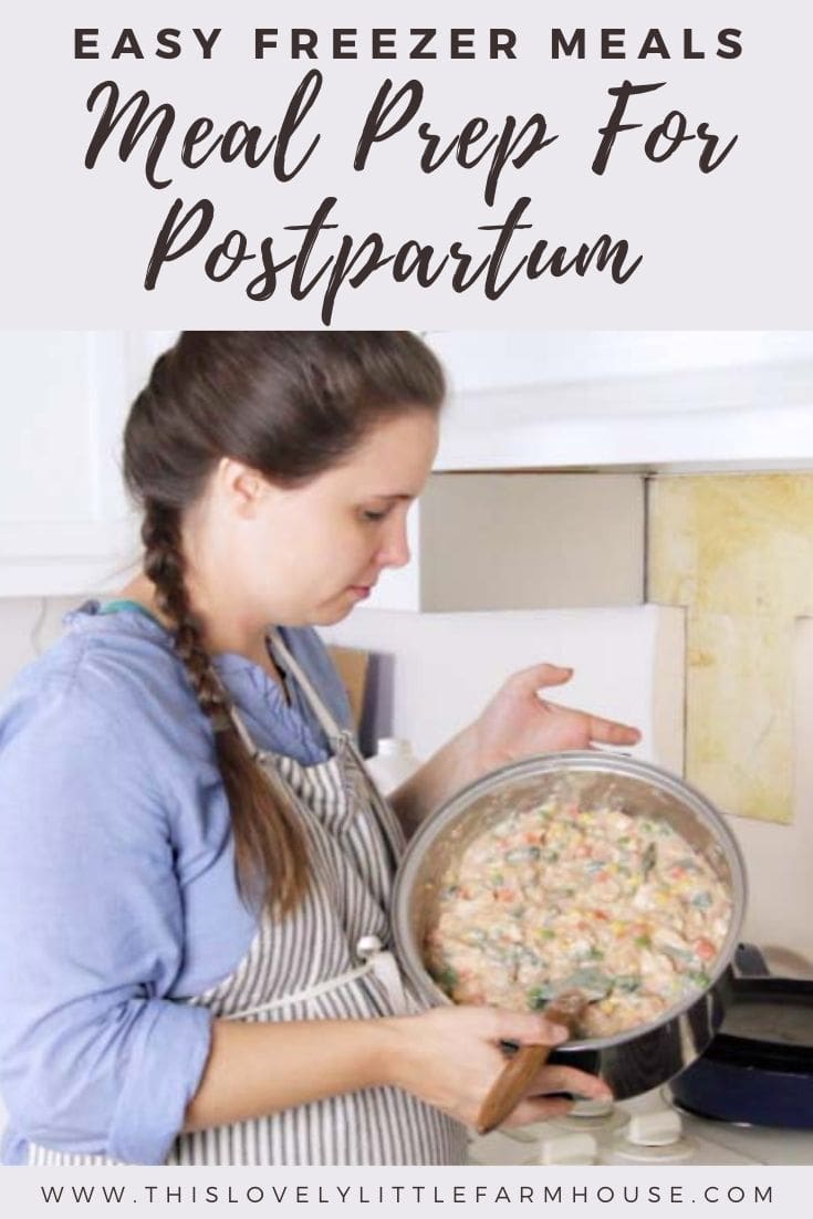 Join me for my first day of easy postpartum freezer meals for new moms. These make ahead freezer meal recipes are simple and cheap and perfect after bringing a new baby home. #postpartumfreezermeals #freezermealprep #freezermeals