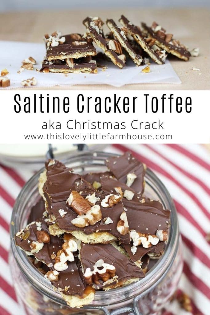 How To Make Easy Saltine Cracker Toffee Bars aka Christmas Crack Recipe That Will Disappear Before Your Eyes With A Video! | This Lovely Little Farmhouse #saltinechristmastoffee #christmascrack #recipevideo