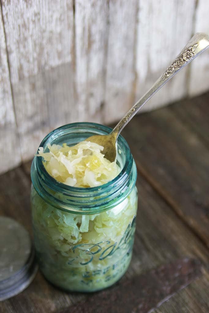 fresh homemade probiotic rich sauerkraut