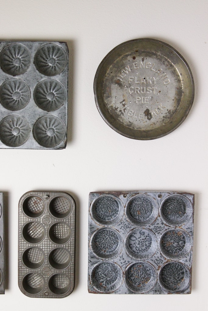 antique muffin pan gallery wall
