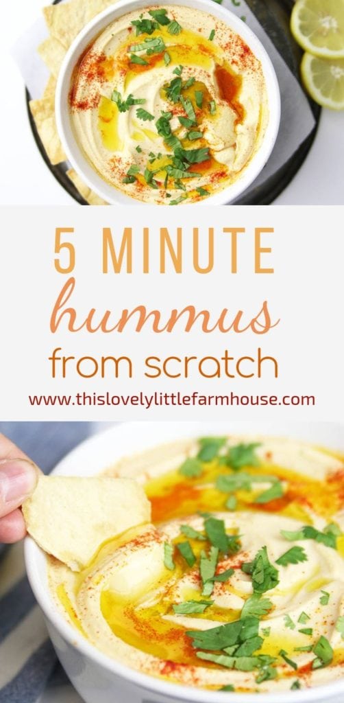 5 Minute Homemade Hummus From Scratch | This Lovely Little Farmhouse #vitamix #hummus