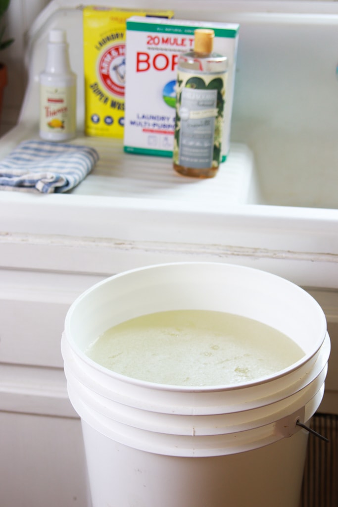 5 gallon bucket of homemade toxin free laundry soap