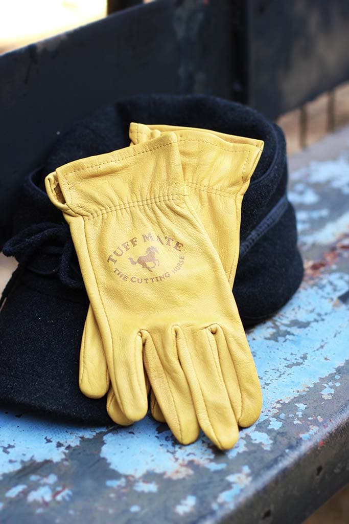 tuff mate cutting horse yellow leather gloves